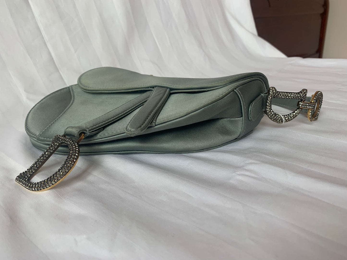 Dior Saddle Mini Silk grey with crystals