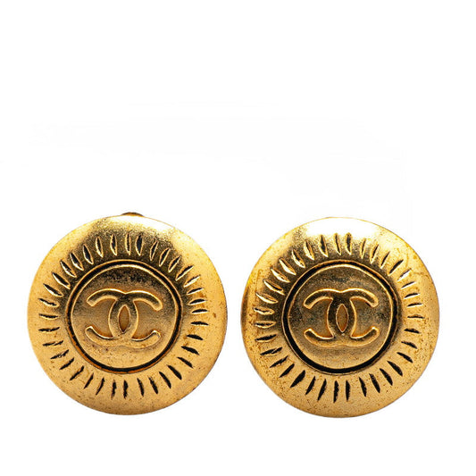 Chanel Gold Plated Coco Mark   Earrings 96C