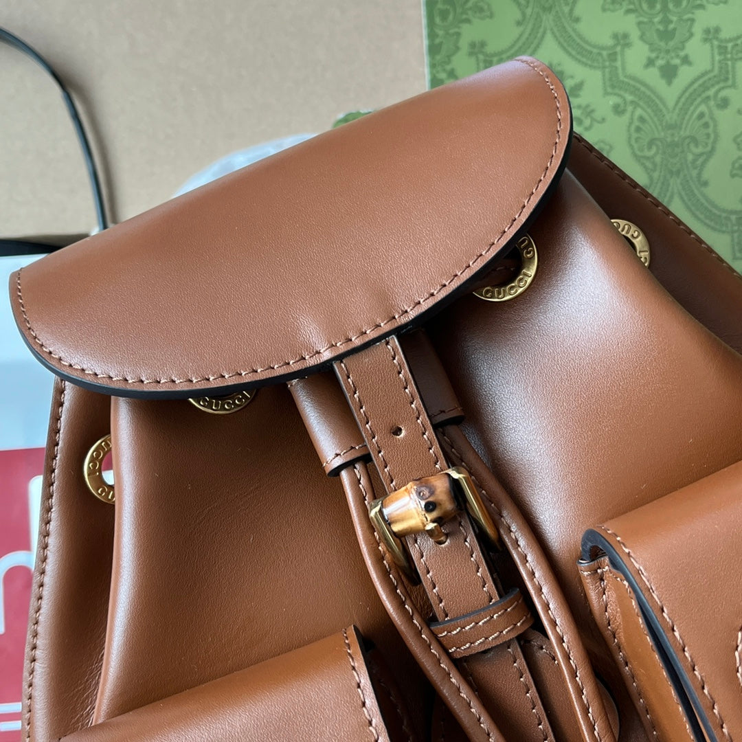 gg Bamboo Small Backpack Brown For Women, Women’s Bags 8in/22cm gg ‎‎702101 UZY0T 2535