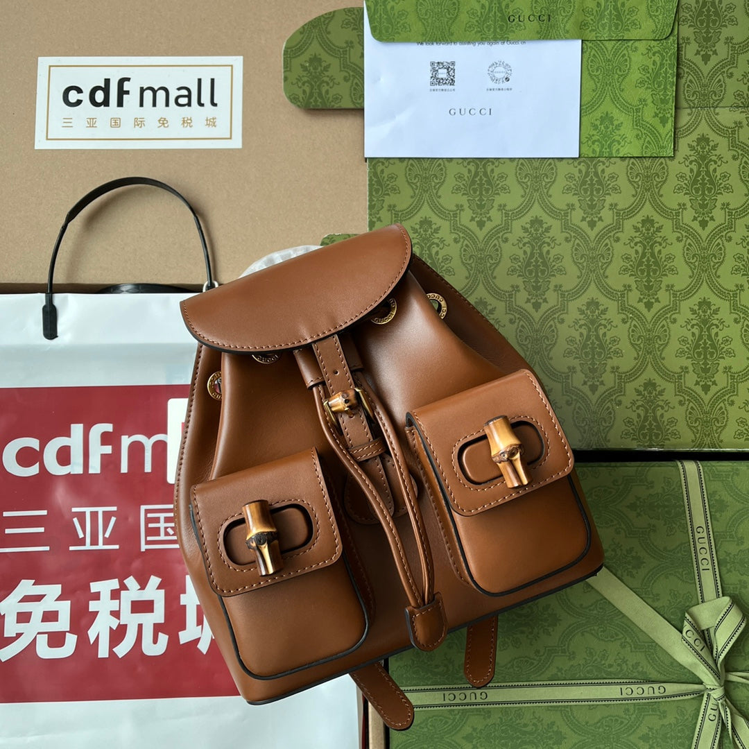 gg Bamboo Small Backpack Brown For Women, Women’s Bags 8in/22cm gg ‎‎702101 UZY0T 2535