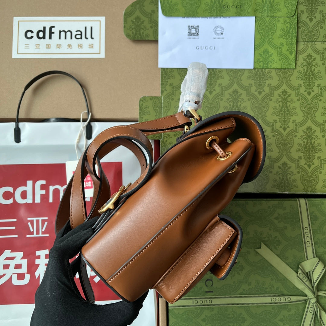 gg Bamboo Small Backpack Brown For Women, Women’s Bags 8in/22cm gg ‎‎702101 UZY0T 2535