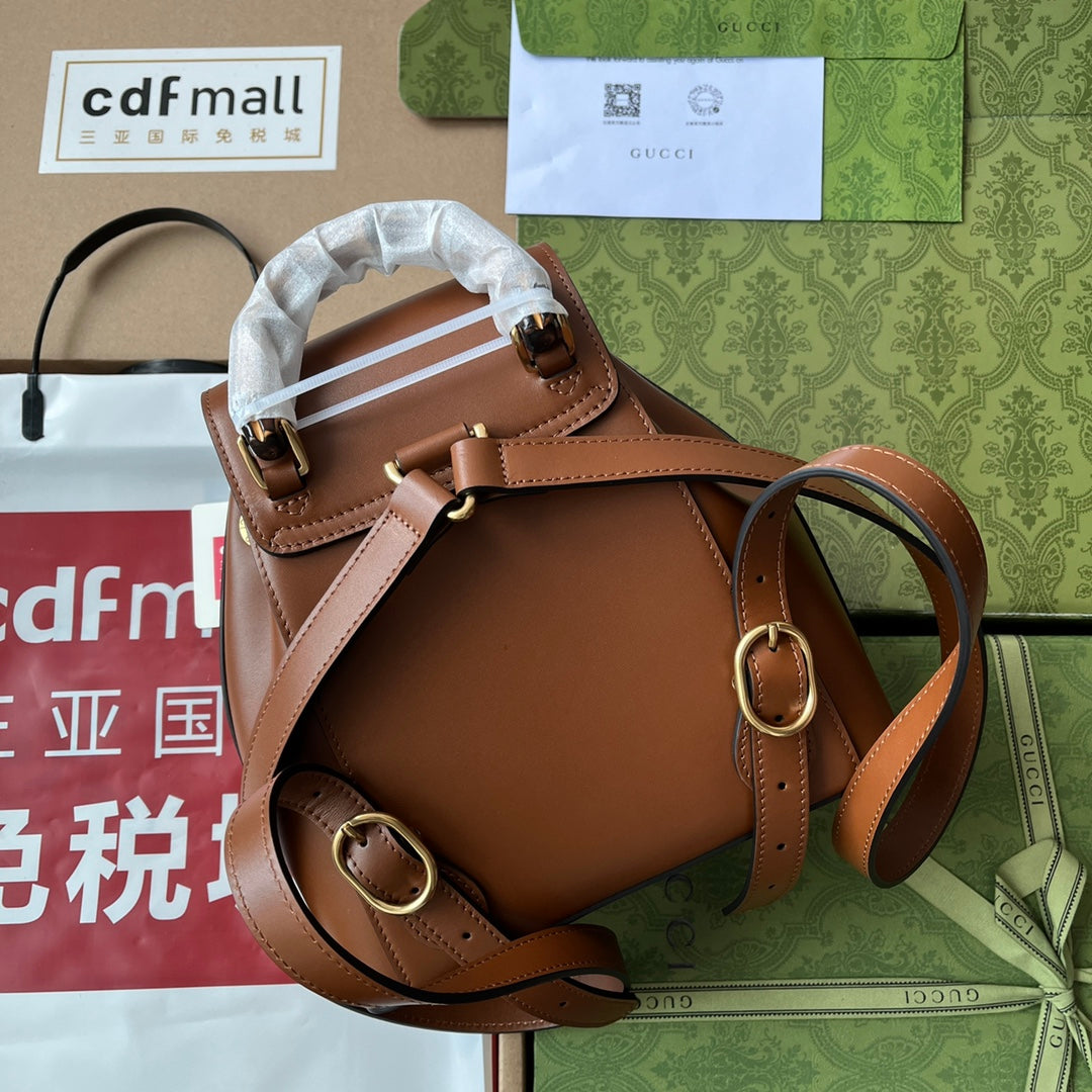 gg Bamboo Small Backpack Brown For Women, Women’s Bags 8in/22cm gg ‎‎702101 UZY0T 2535