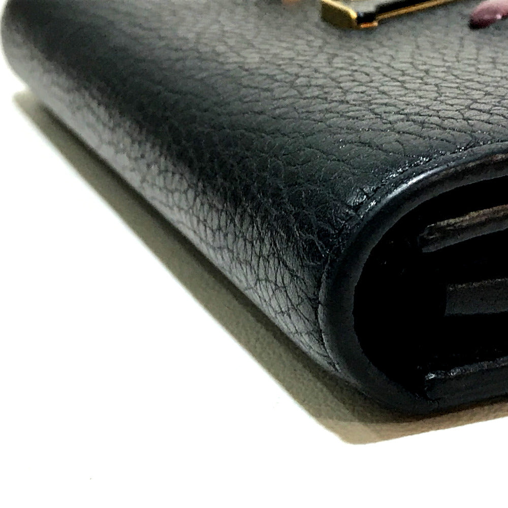 LOUIS VUITTON Folded wallet M62076 Taurillon Clemence Leather black Taurillon Clemence Portefeuille Capsine Women  d