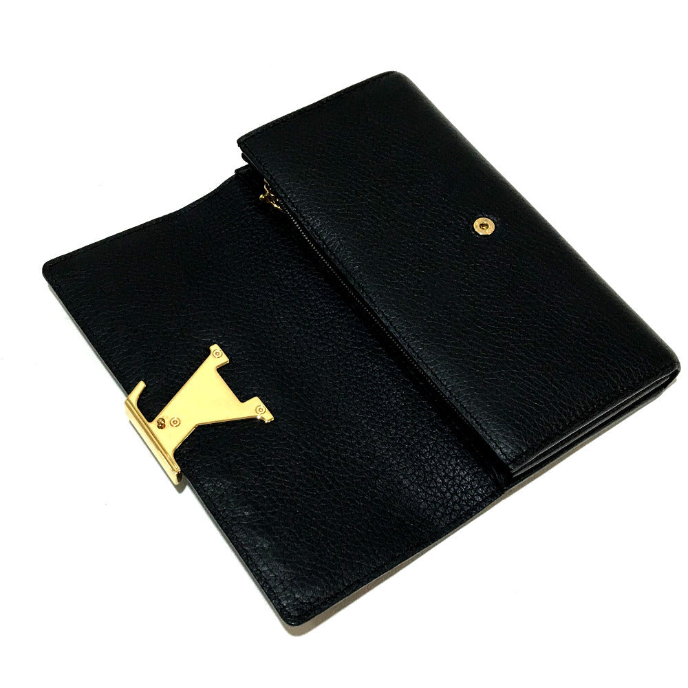 LOUIS VUITTON Folded wallet M62076 Taurillon Clemence Leather black Taurillon Clemence Portefeuille Capsine Women  d