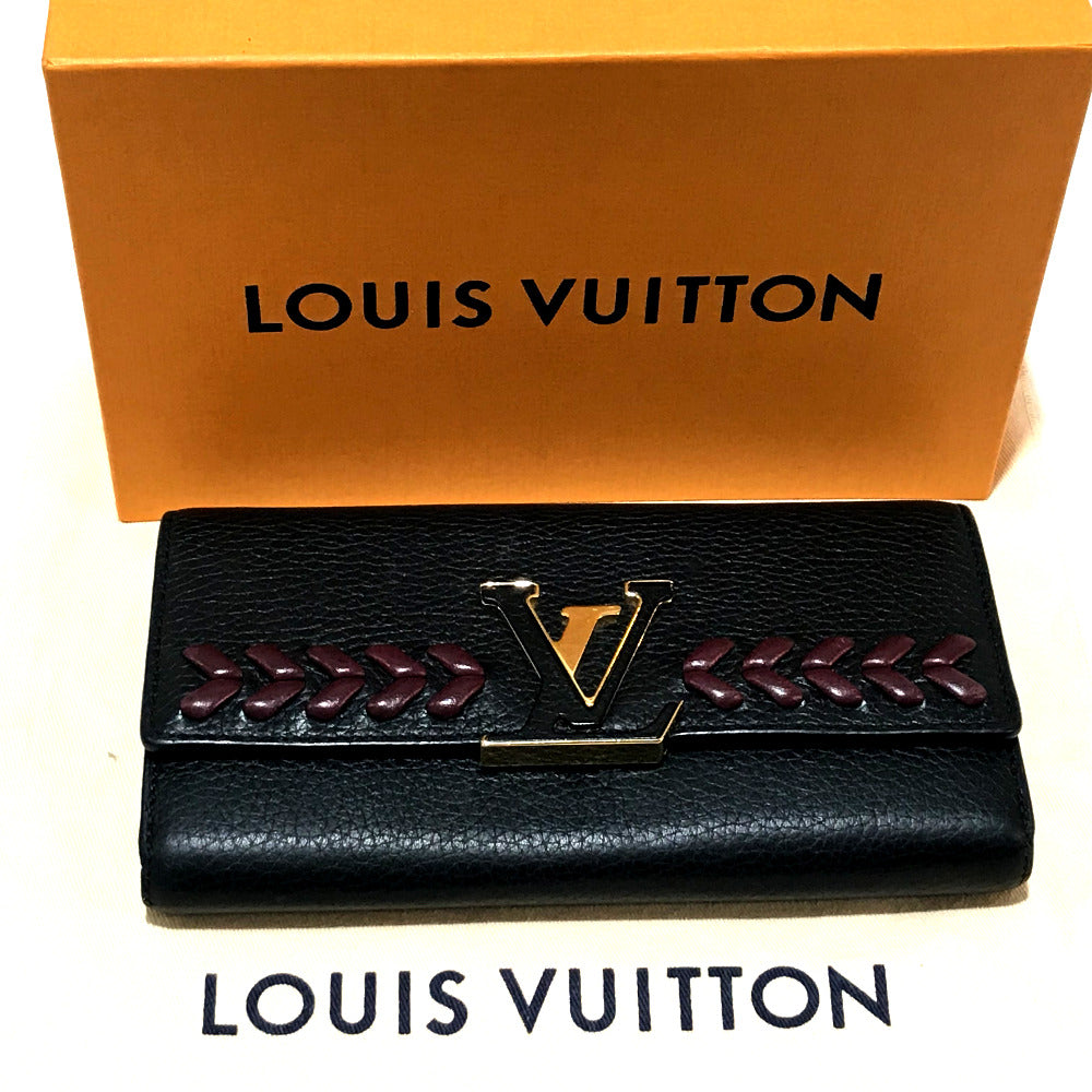 LOUIS VUITTON Folded wallet M62076 Taurillon Clemence Leather black Taurillon Clemence Portefeuille Capsine Women  d