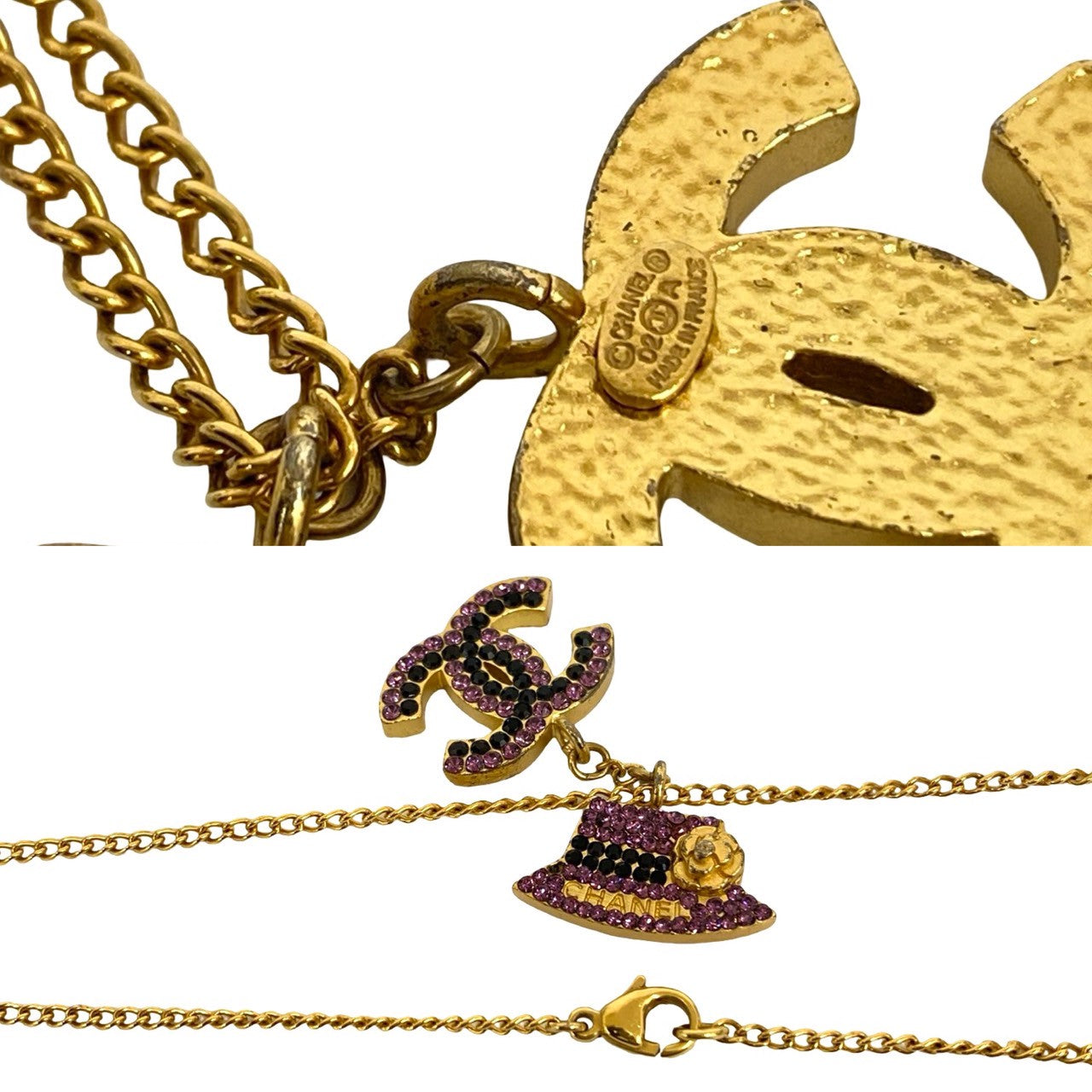 Chanel Coco Mark Hat Motif Necklace Pendant Accessory