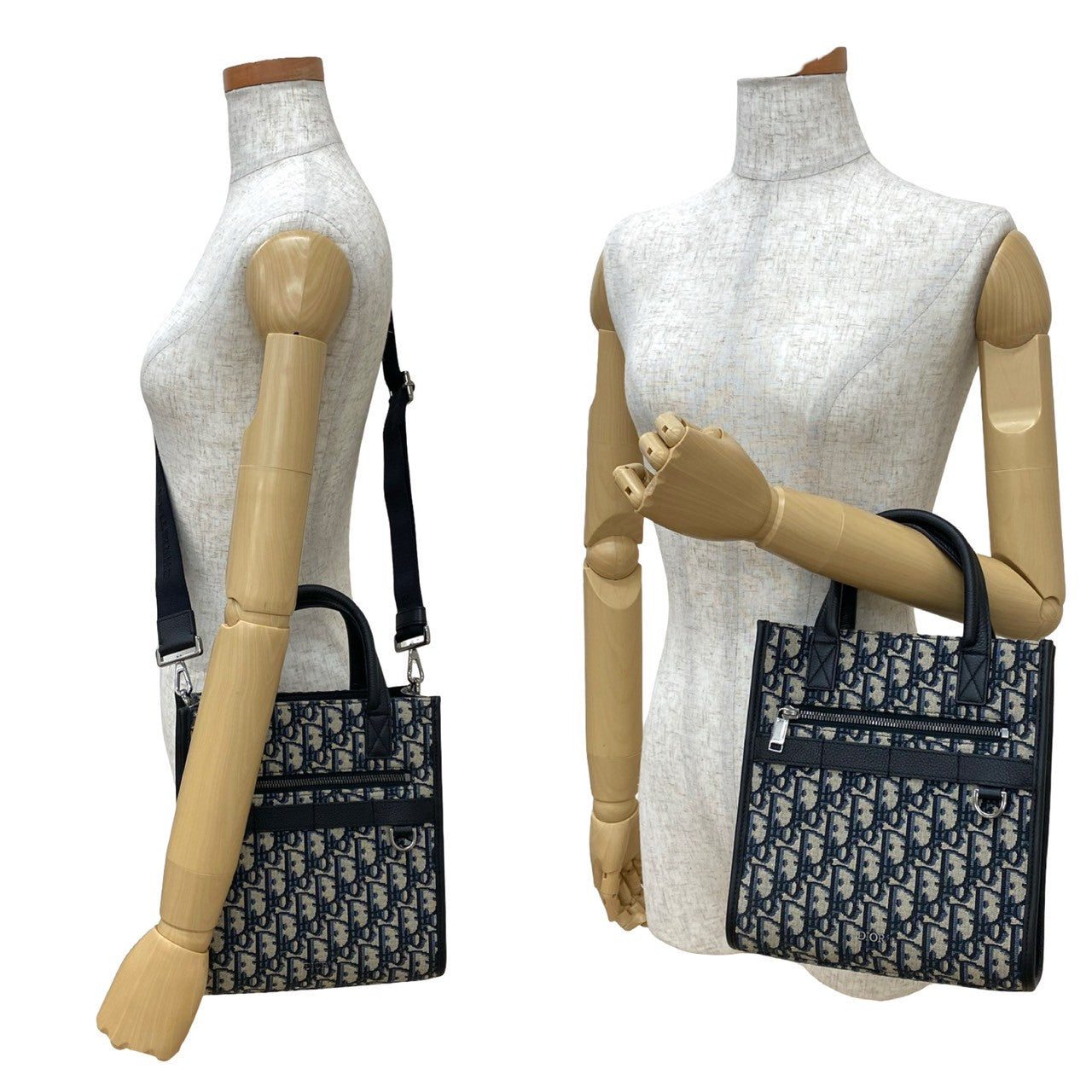 Christian Dior Oblique Leather Canvas 2way Handbag