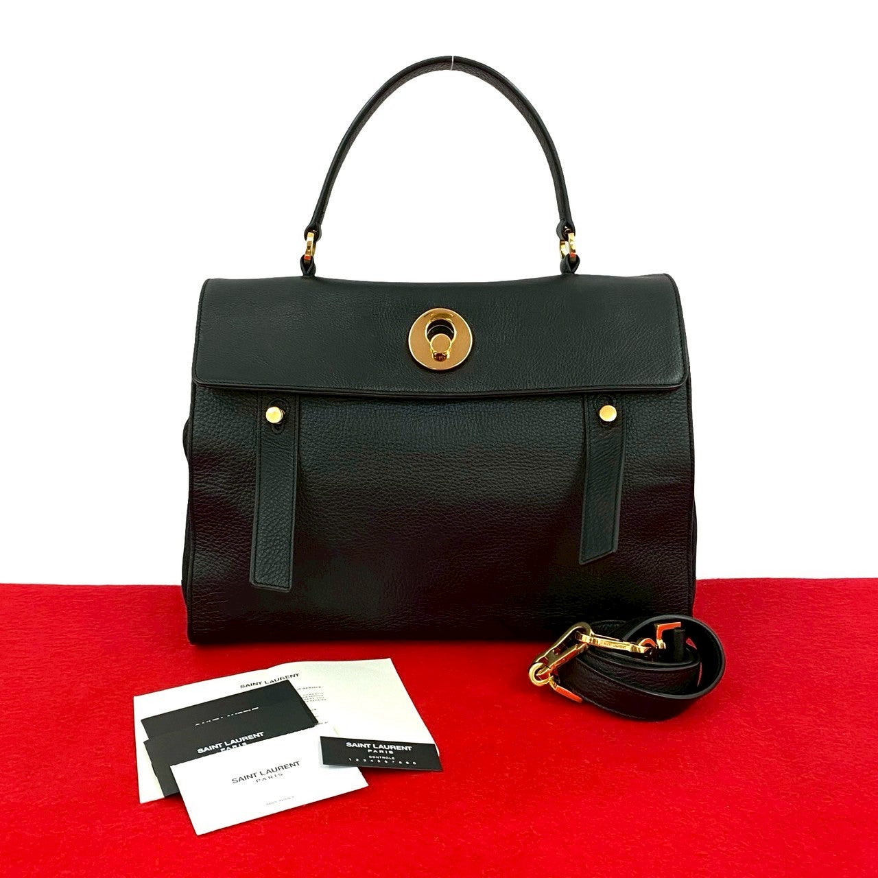 Saint Laurent Paris M  Two Leather 2way Handbag