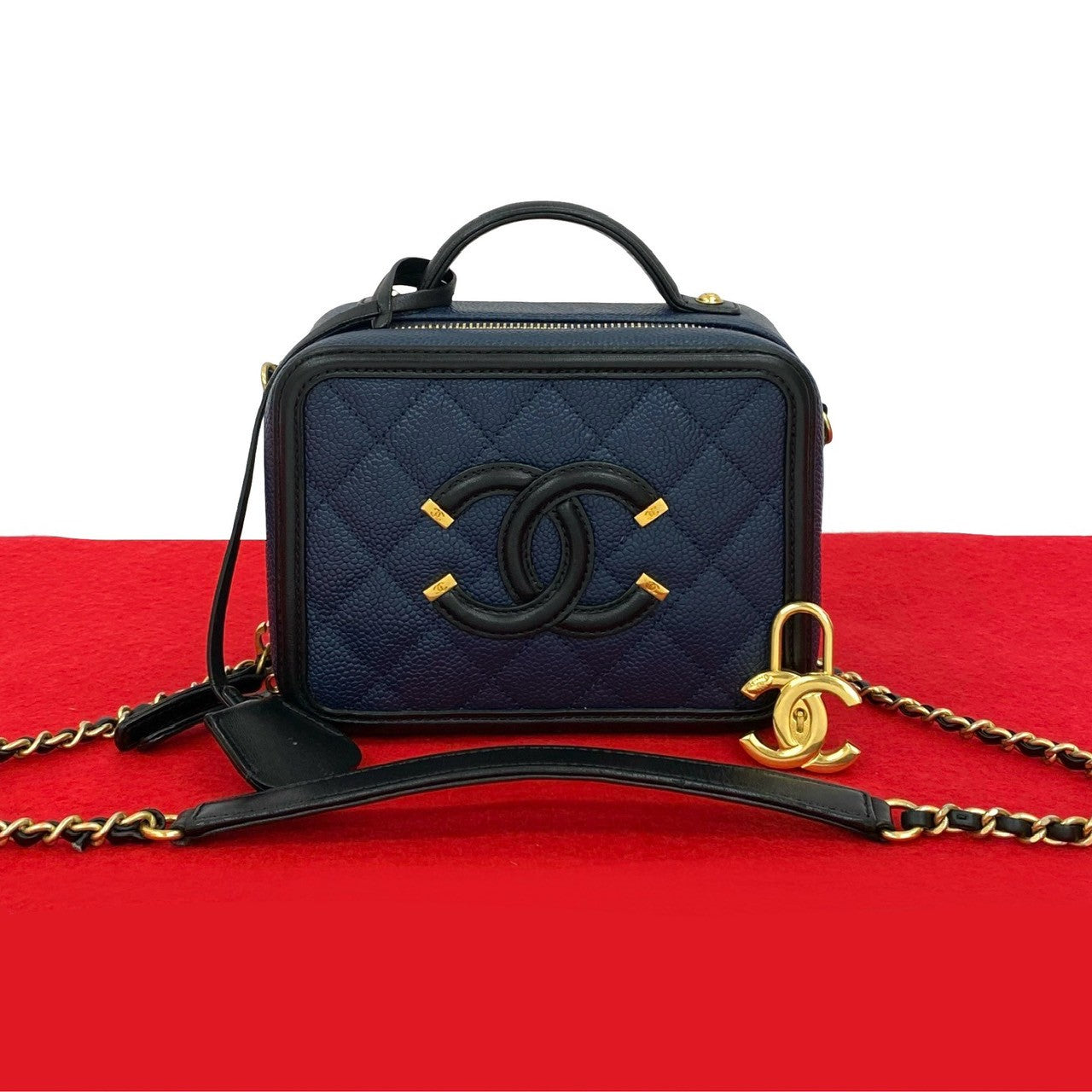 Chanel CC Filigree Caviar Skin 2way Handbag