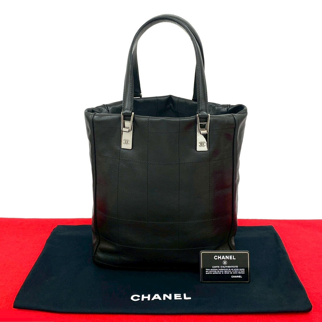 Chanel Choco Bar Caviar Leather Tote Bag