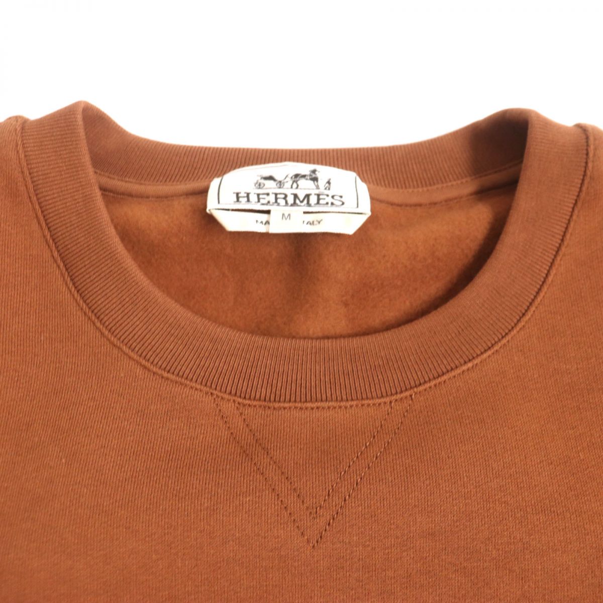 HERMES sweat Main: 100% cotton, part: lamb leather, part: 90% cotton, part: 10% polyurethane Brown mens M  d