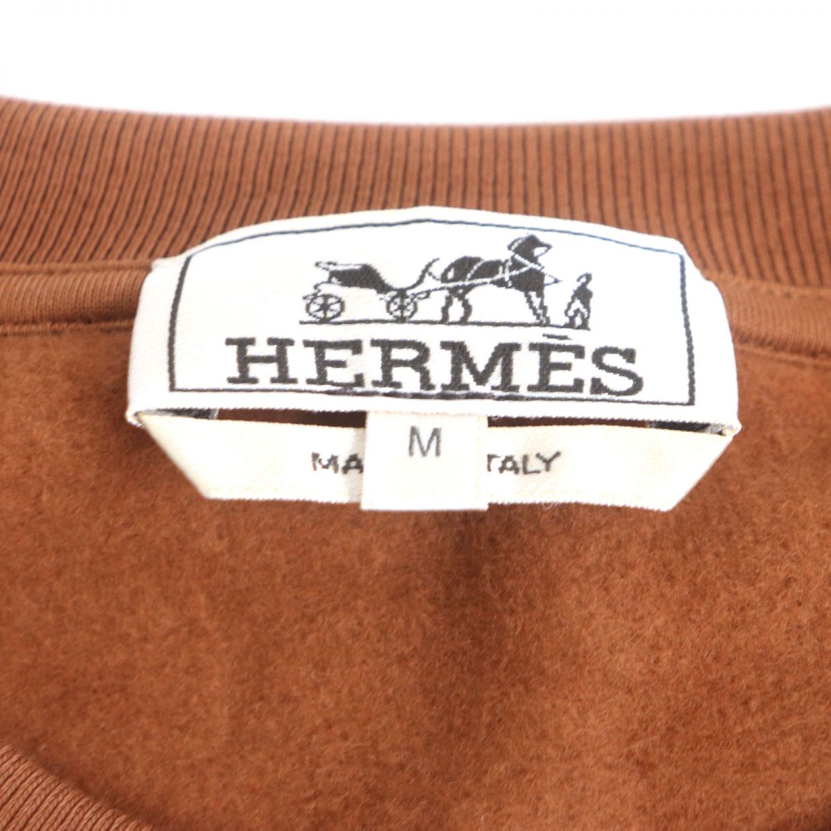 HERMES sweat Main: 100% cotton, part: lamb leather, part: 90% cotton, part: 10% polyurethane Brown mens M  d