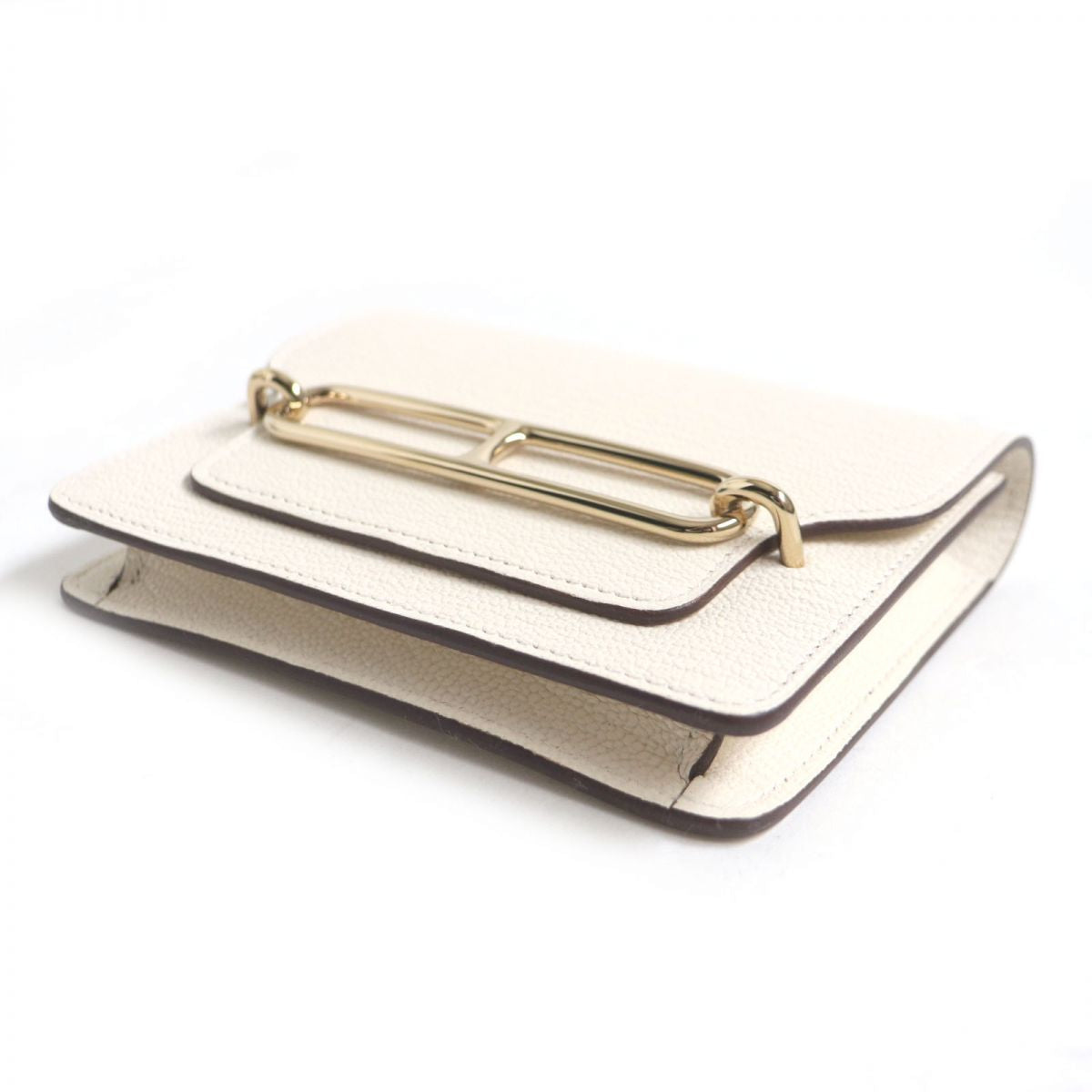 HERMES Bifold Wallet Main: Chevre Mysole Nata x Metal: Gold mens  d