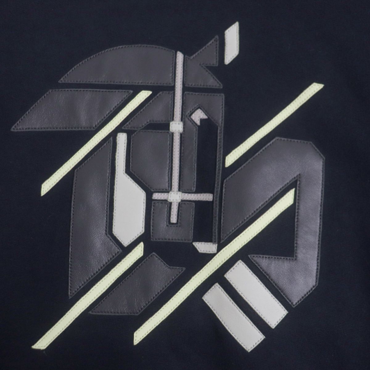 HERMES sweat Main: 100% cotton, Part: Sheepskin, Part: 90% cotton, Part: 10% polyurethane, Part: 100% cotton Dark navy mens XXL  d