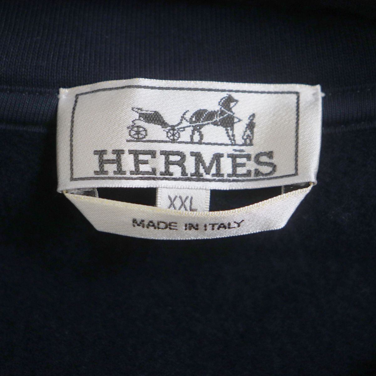 HERMES sweat Main: 100% cotton, Part: Sheepskin, Part: 90% cotton, Part: 10% polyurethane, Part: 100% cotton Dark navy mens XXL  d