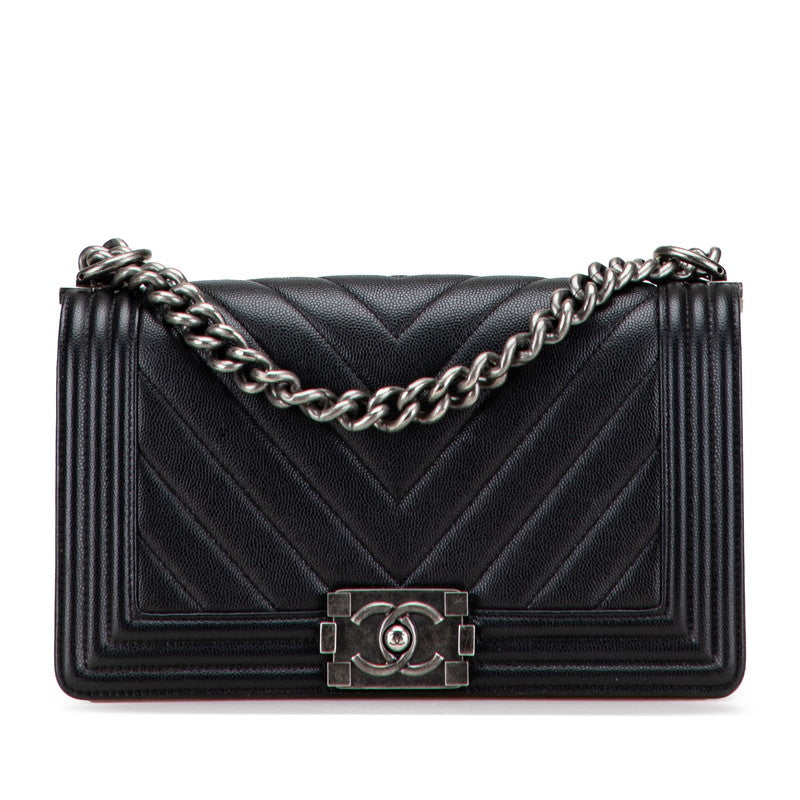 Chanel Boy Chanel Chevron Caviar Skin 2way Shoulder Bag