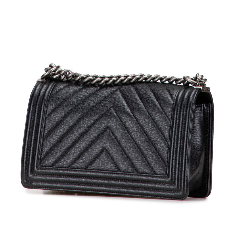 Chanel Boy Chanel Chevron Caviar Skin 2way Shoulder Bag