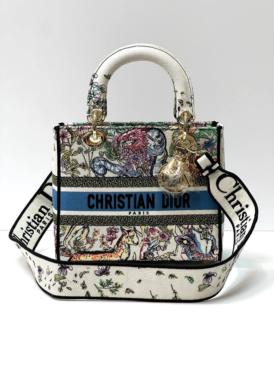 Dior MEDIUM Lady D-LITE Bag Latte Multicolor