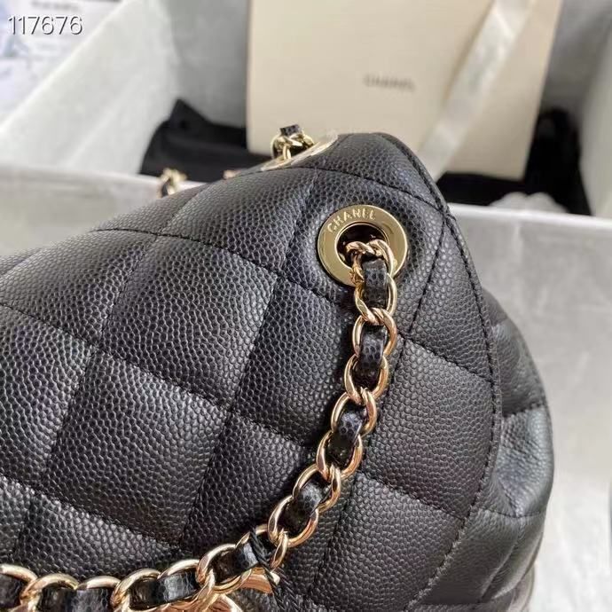 CHL Duma Backpack Gold Toned Hardware Black For Women Bags, Shoulder Bags 9.4in/24cm AS1371