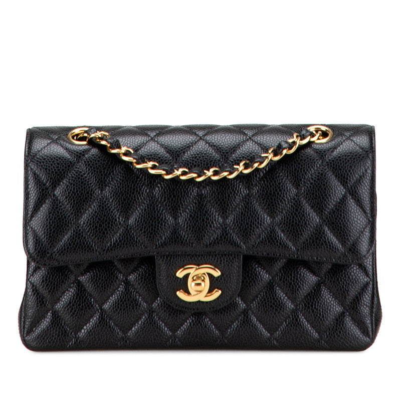 Chanel Coco Mark Double Flap Caviar Shoulder Bag