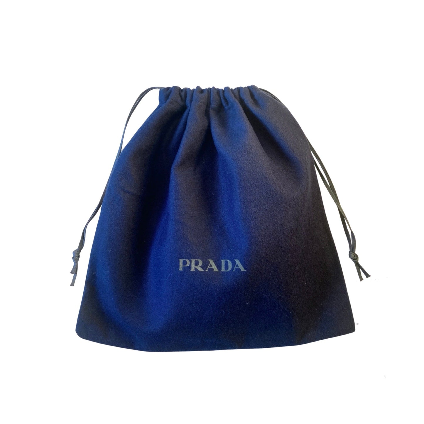 Prada Dust Bag Cover Drawstring Navy Blue Logo Velour Fabric Medium