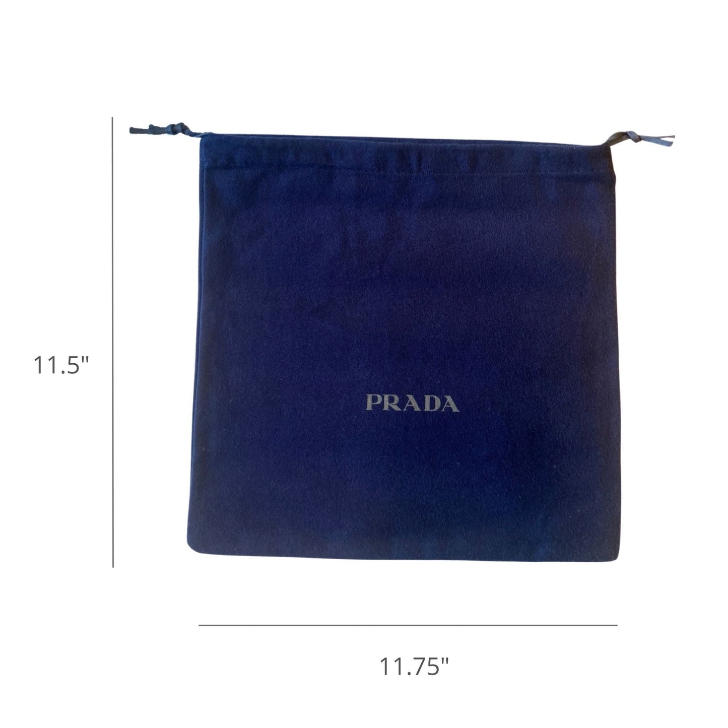 Prada Dust Bag Cover Drawstring Navy Blue Logo Velour Fabric Medium