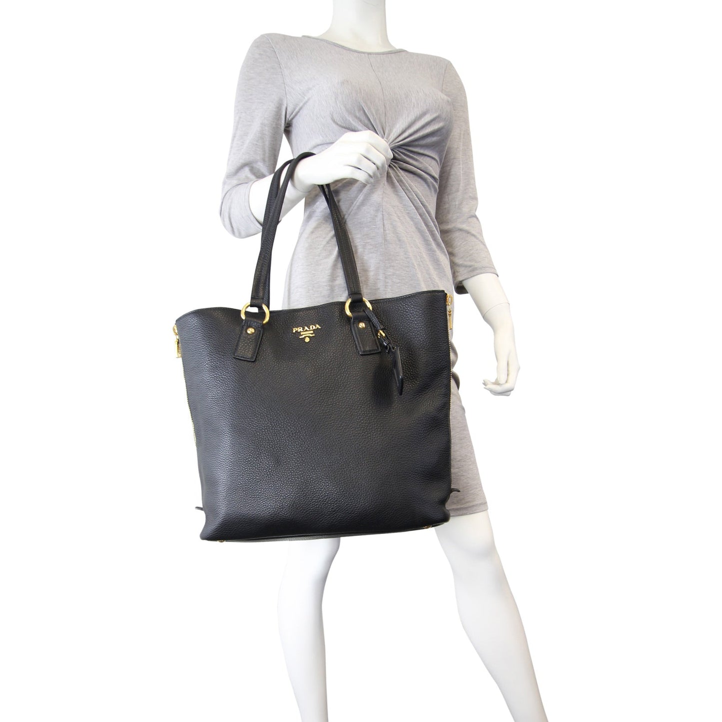 Prada Vitello Daino Large Expandable Shopper Tote