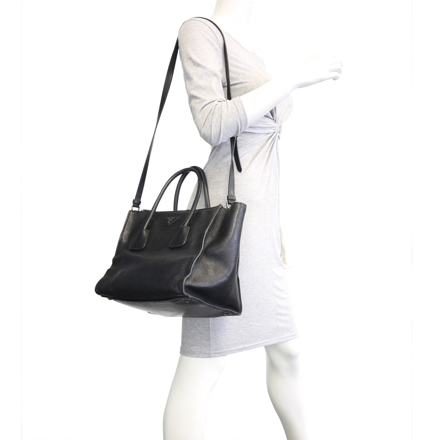 Prada Twin Pocket Glace Calfskin Tote