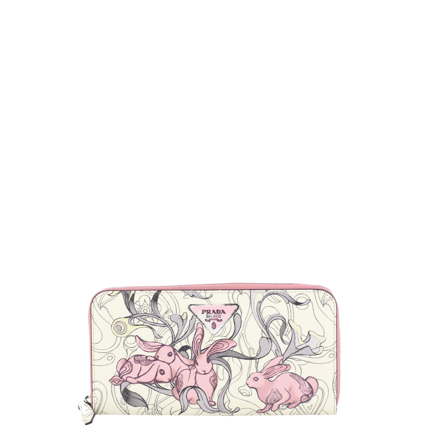 Prada Glace Rabbit Continental Zip Wallet