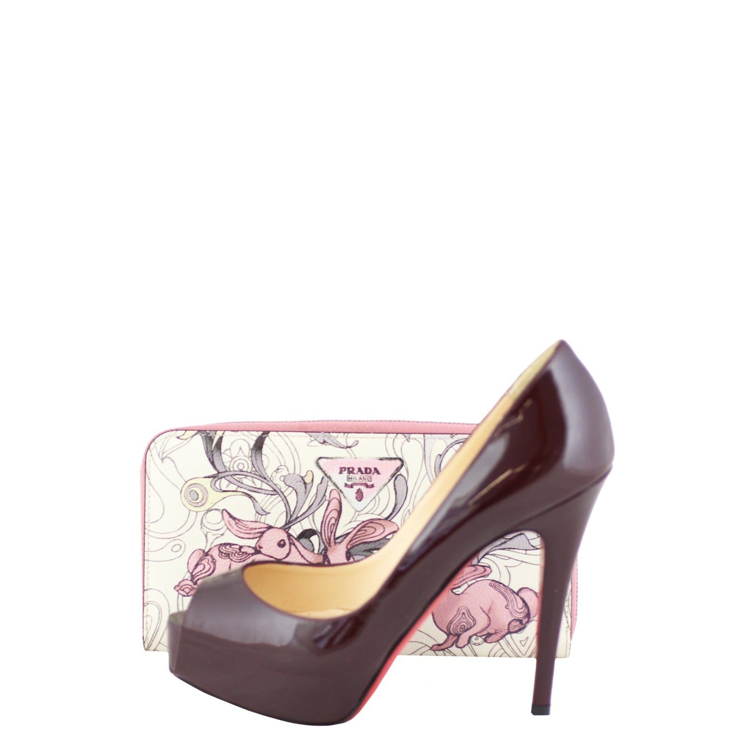Prada Glace Rabbit Continental Zip Wallet