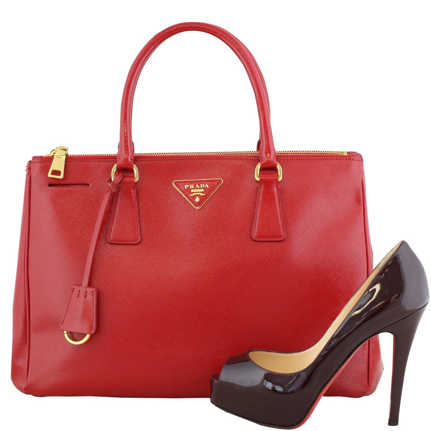 Prada Saffiano Vernice Galleria Medium Double Zip Tote