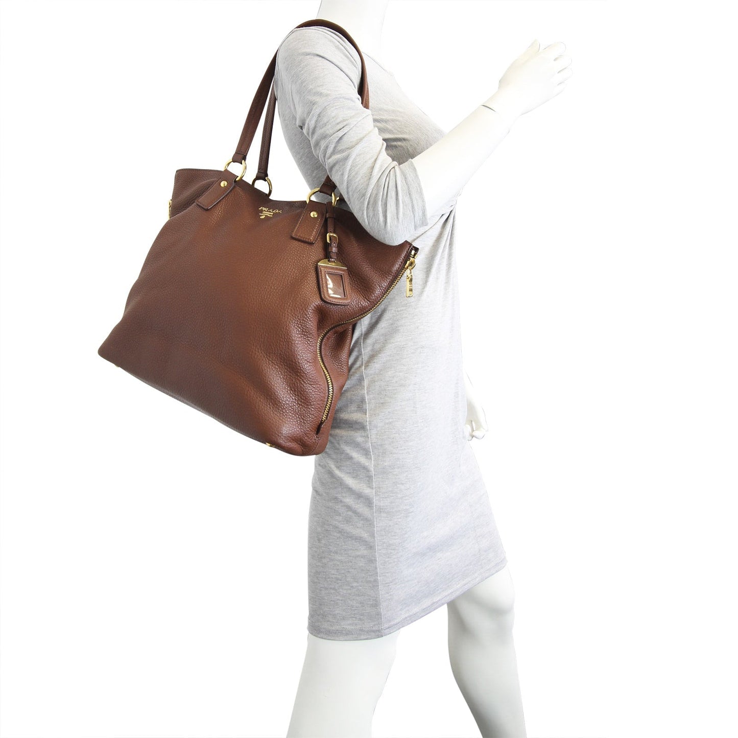 Prada Vitello Daino Large Expandable Shopper Tote