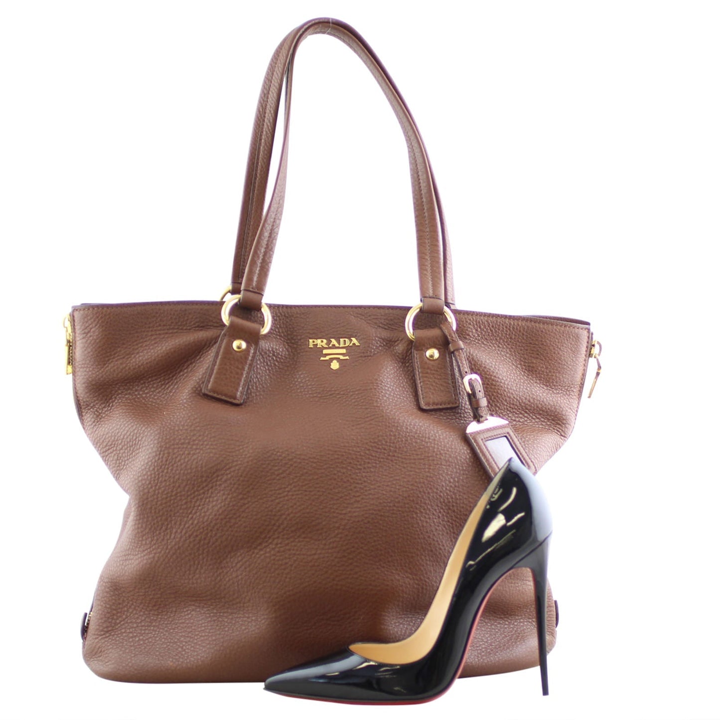 Prada Vitello Daino Large Expandable Shopper Tote
