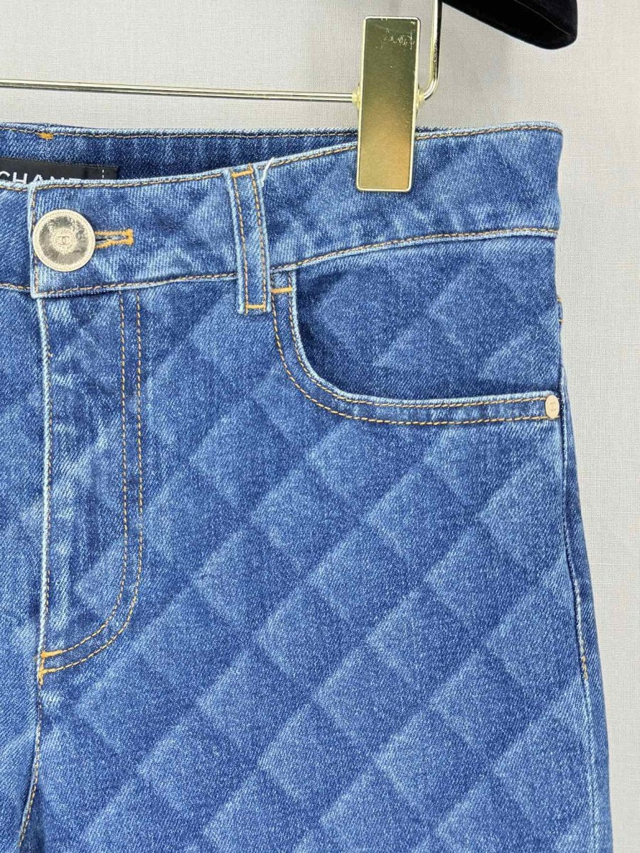 CHANEL 2022 Straight Leg Blue Quilted Size US 8 Jeans