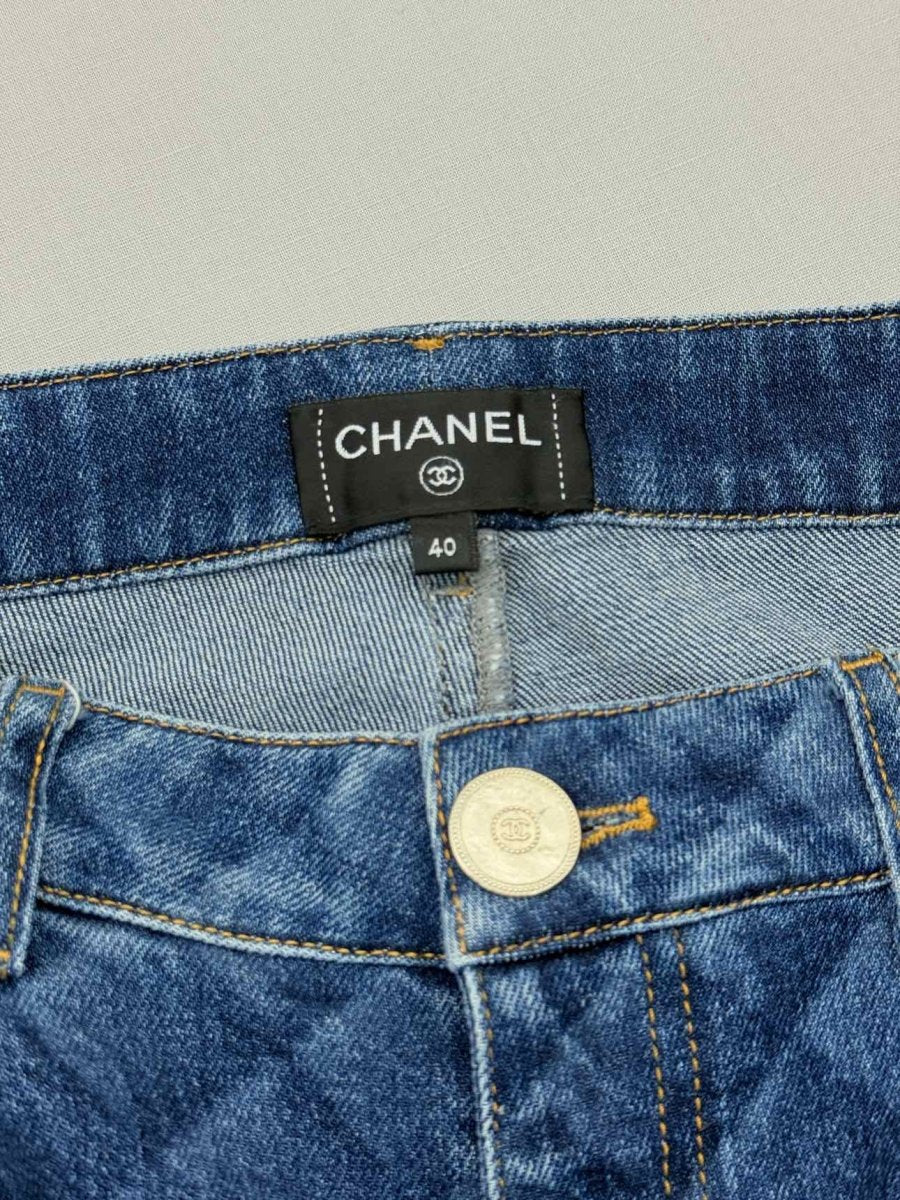 CHANEL 2022 Straight Leg Blue Quilted Size US 8 Jeans
