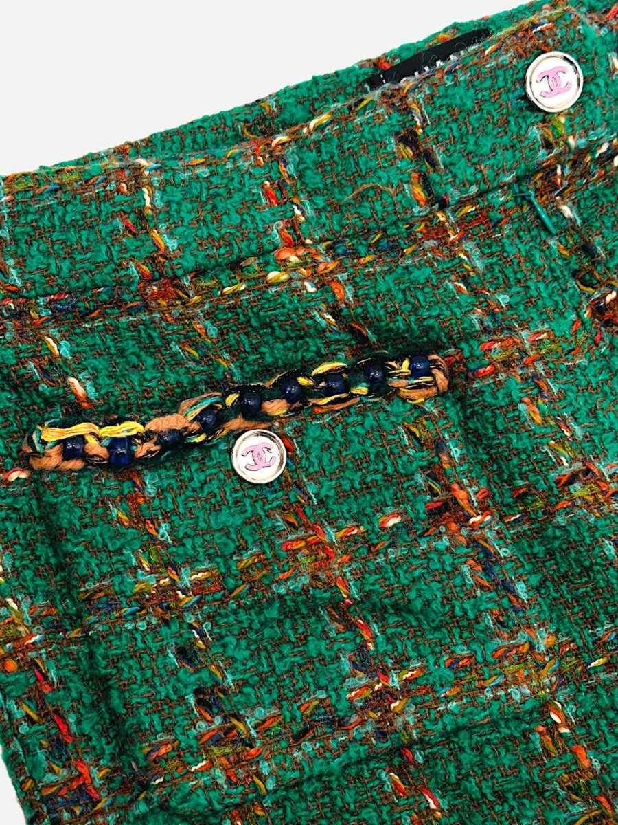 CHANEL 2023 Green Multicolor Plaid Size US 8 Pants