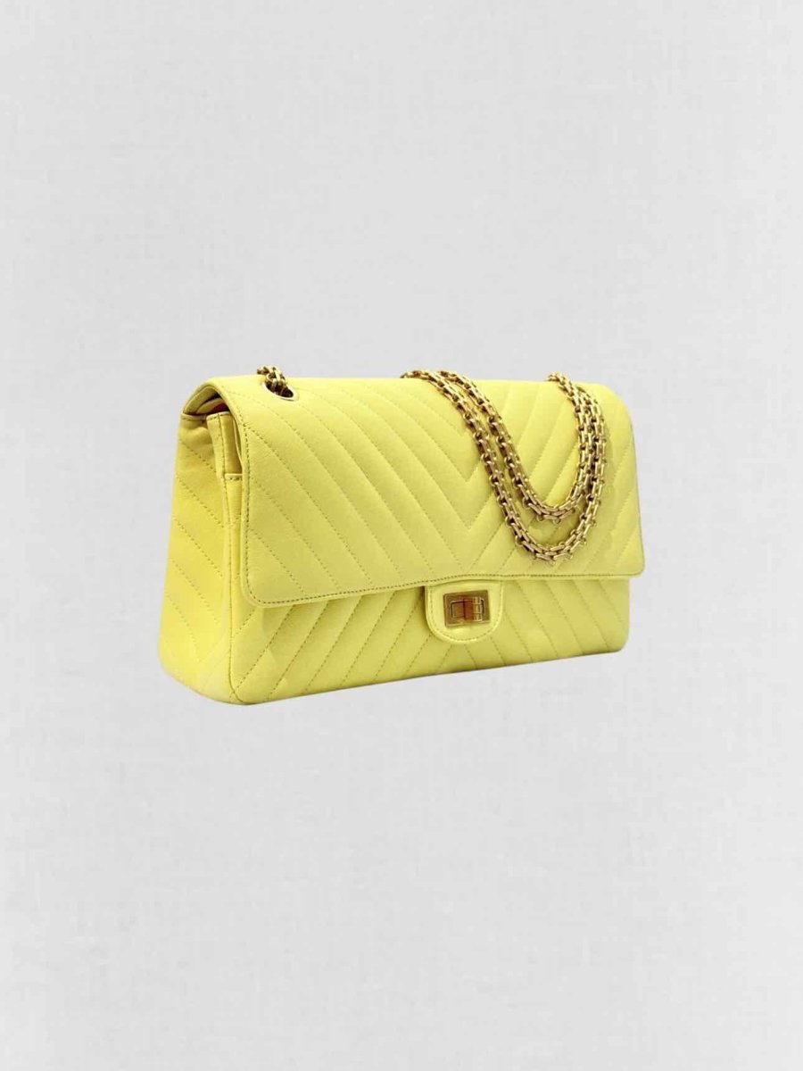 CHANEL 2.55 Reissue Yellow Chevron Shoulder Bag