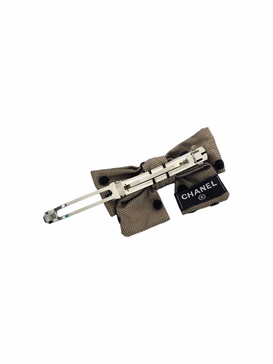 CHANEL Beige & Black Polka Dot Hair Clip