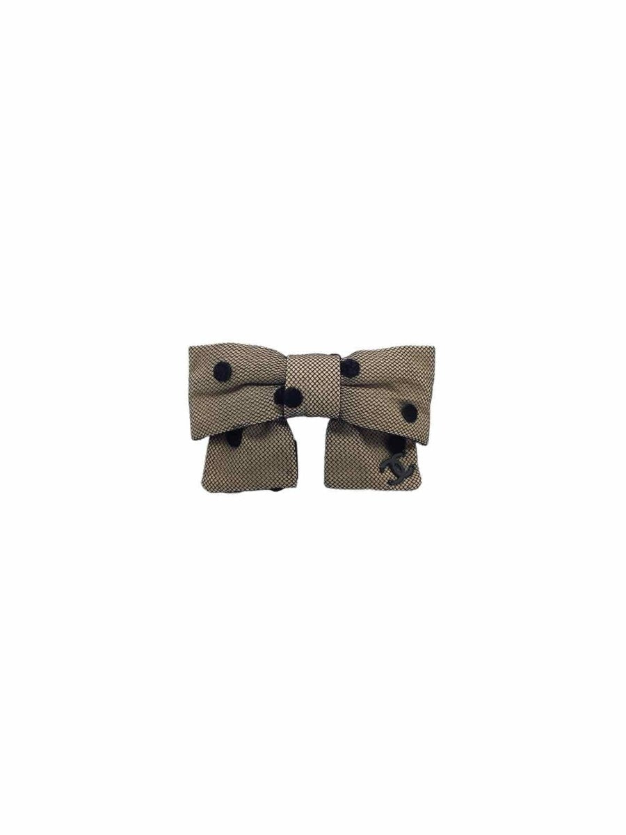 CHANEL Beige & Black Polka Dot Hair Clip