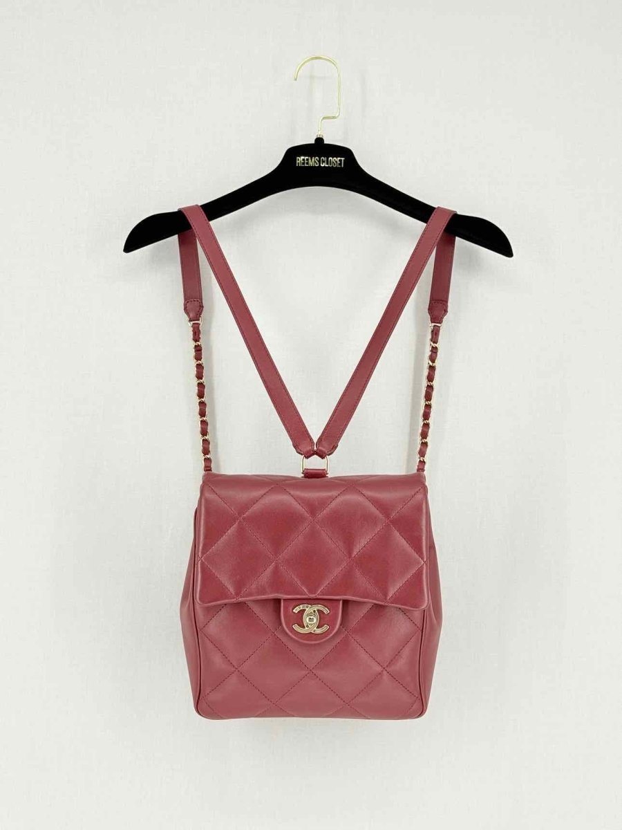 CHANEL Burgundy Quilted Backpack