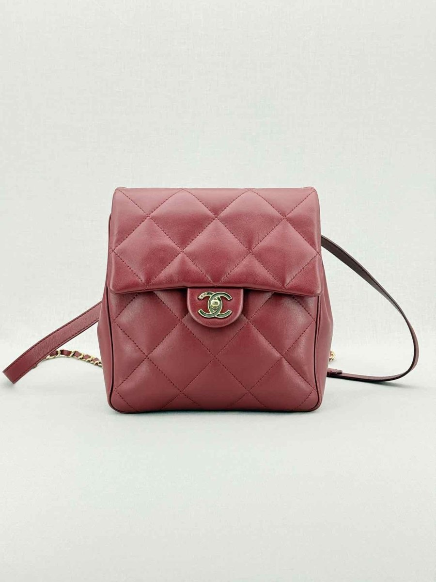 CHANEL Burgundy Quilted Backpack