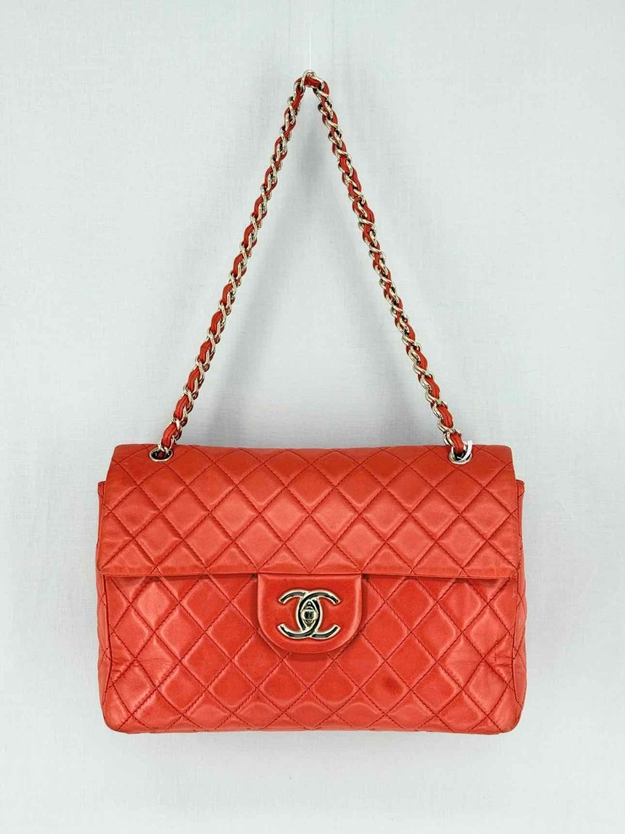 CHANEL Business Orange Quilted Shoulder Bag