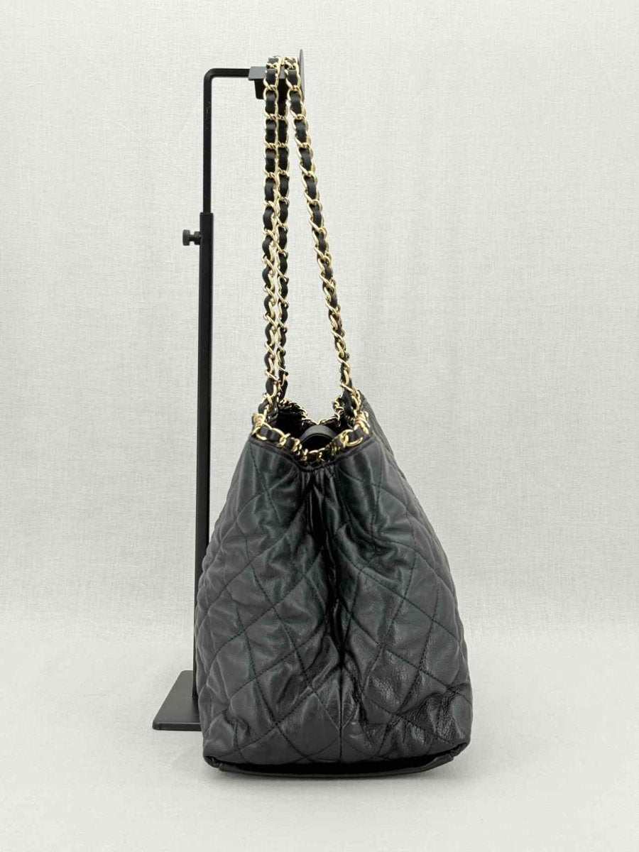 CHANEL Chain Me Black Quilted Tote Bag