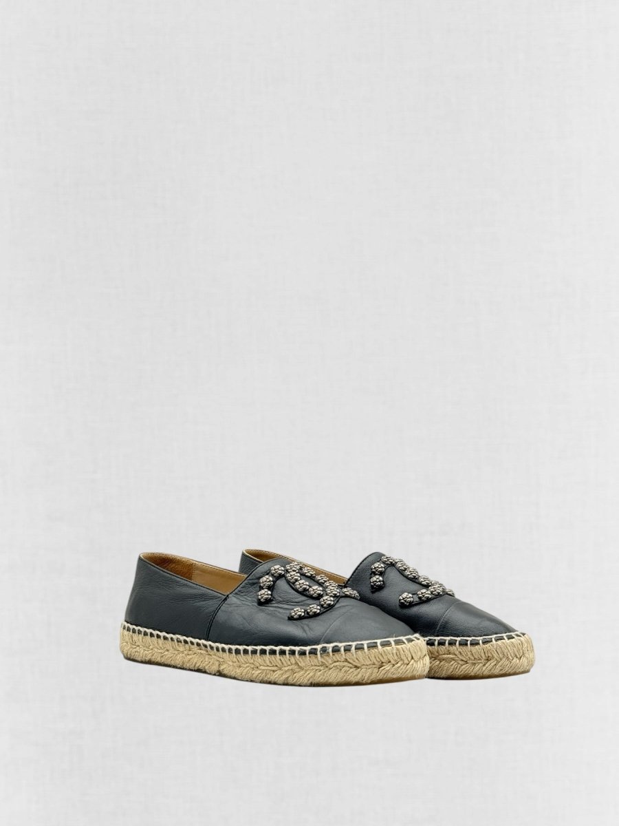 CHANEL Espadrille Black Size EU 38 Flats