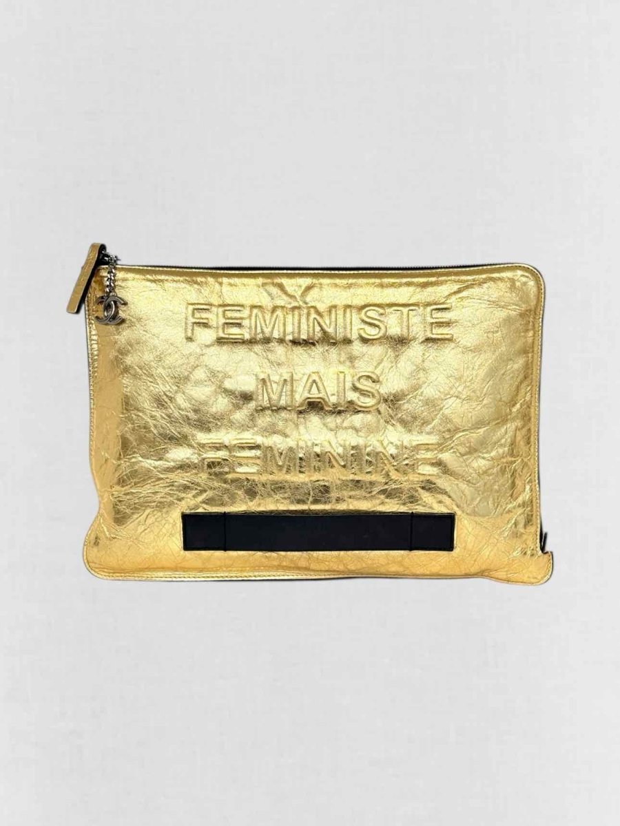 CHANEL Feministe Mais Feminine Gold Clutch