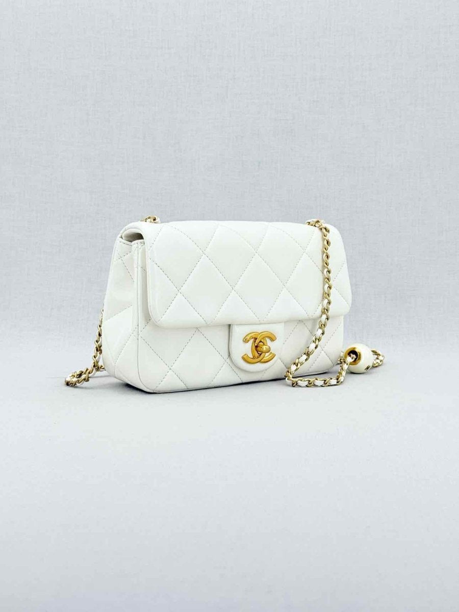 CHANEL White Quilted Crossbody