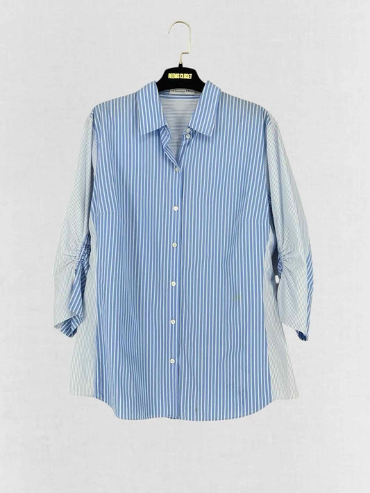 CHRISTIAN DIOR Blue Striped Size US 14 Shirt