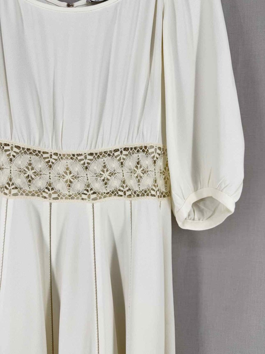 CHRISTIAN DIOR Cream Lace Detail Size US 6 Short Dress