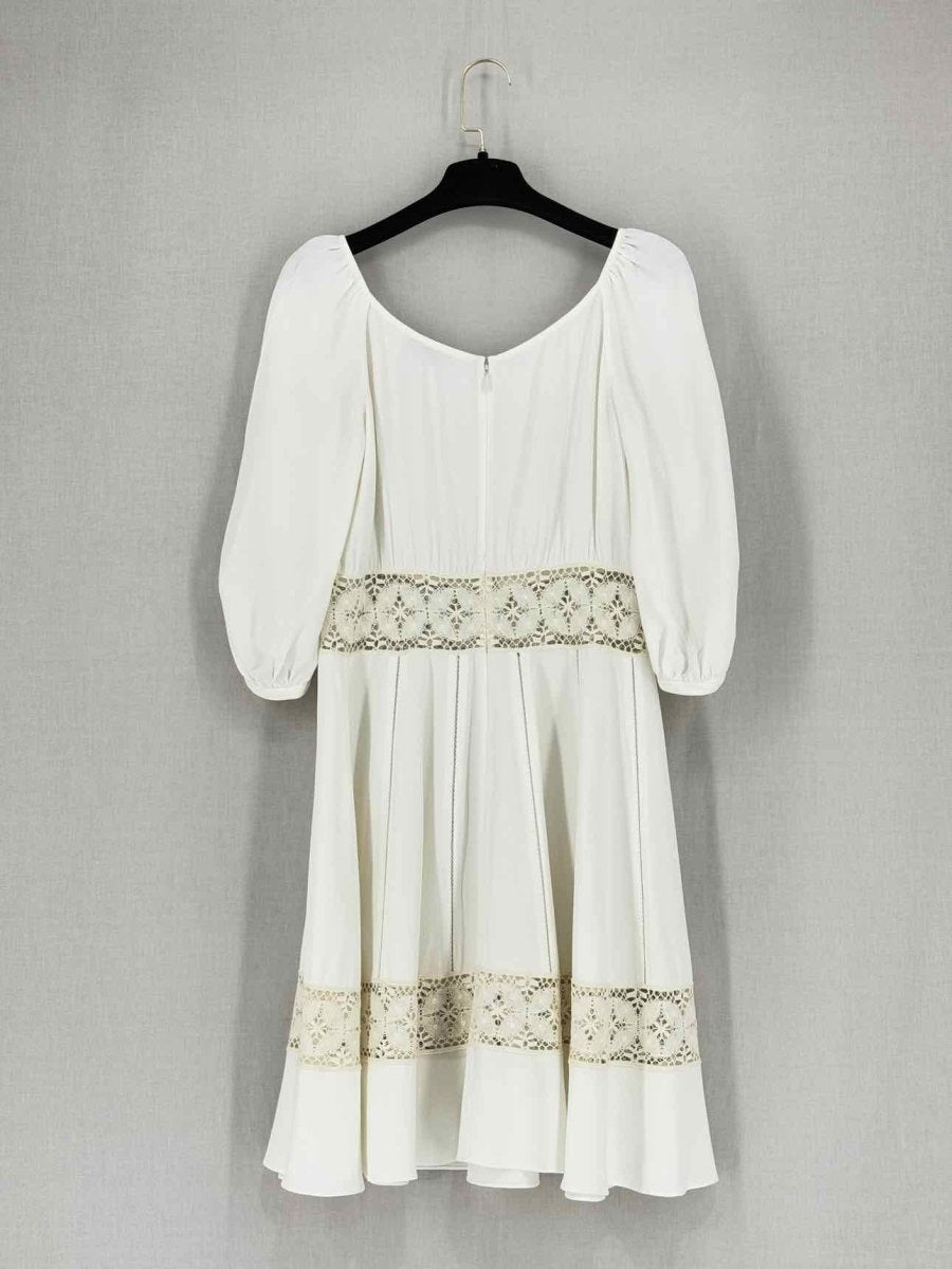 CHRISTIAN DIOR Cream Lace Detail Size US 6 Short Dress
