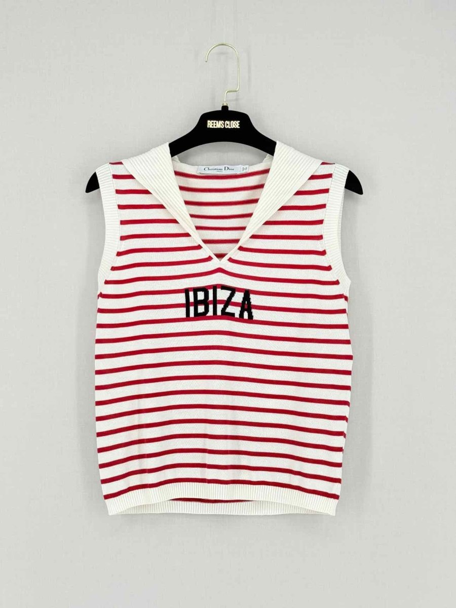 CHRISTIAN DIOR Dioriviera Red & White Size US 4 Top
